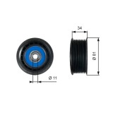 GATES T36517 FleetRunner&trade; Rola ghidare/conducere, curea transmisie