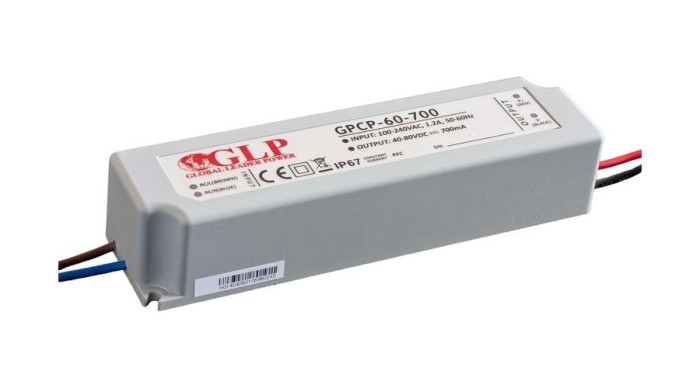 Sursă de alimentare GLP GPCP-60-1050, driver de tensiune 1050mA/30-60V, CC, PFC, plastic IP67