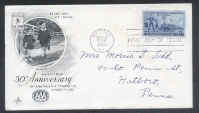 United States 1952 Cars Automobile association FDC K.511 foto