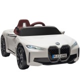 HOMCOM Masinuta Electrica pentru Copii BMW i4 cu Licenta de 12V cu Telecomanda, Baterii Portabile, Muzica, Claxon, pentru 3-6 ani Alb | Aosom Romania