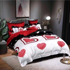 Lenjerie pat dublu,bumbac finet,6 piese,cearceaf normal 220x240cm, cearceaf pilota 200x220cm, 2 fete de perna 50x70, 2 fete de perna 70x70-M175