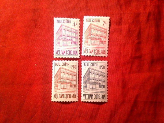 Serie Vietnam 1962 - Cladirea Postei, 4 valori