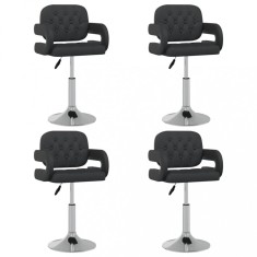 vidaXL Scaune de bucătărie pivotante, 4 buc., negru, piele ecologică