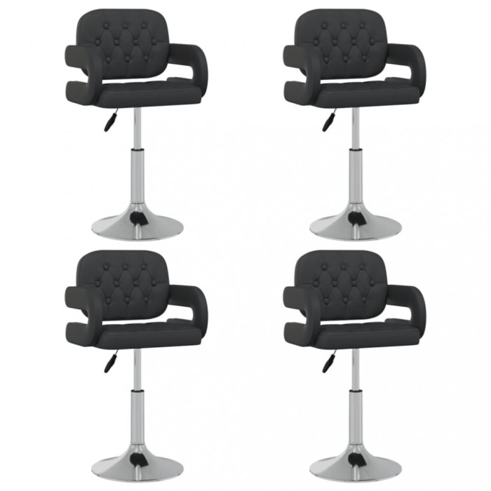 vidaXL Scaune de bucătărie pivotante, 4 buc., negru, piele ecologică