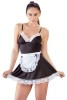 Set sexy costumatie menajera ce contine rochie cu dantela si sortulet alb