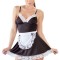 Set sexy costumatie menajera ce contine rochie cu dantela si sortulet alb