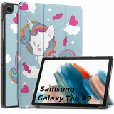 Husa tableta compatibila samsung galaxy tab a9, foldpro cu microfibra, auto sleep/wake, unicorn