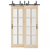 VidaXL Set feronerie pentru uși glisante, negru, 152,5 cm, oțel