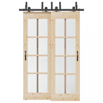 vidaXL Set feronerie pentru uși glisante, negru, 152,5 cm, oțel foto