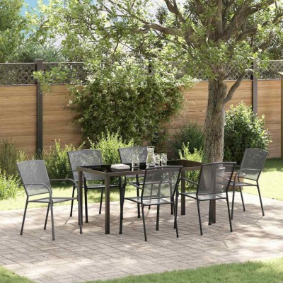 vidaXL Set de masă pentru grădină 7 pcs Antracit Oțel 3379286 foto