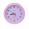 Ceas clasic de masa Pufo Joy, cu alarma, 16 x 16 cm, model Lovely Rabbit, roz