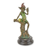 Goblin-statueta din bronz pictat pe un soclu din marmura BD-4, Abstract