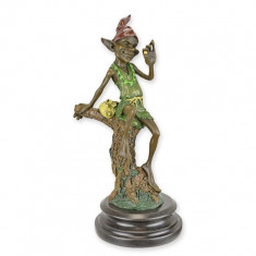 Goblin-statueta din bronz pictat pe un soclu din marmura BD-4
