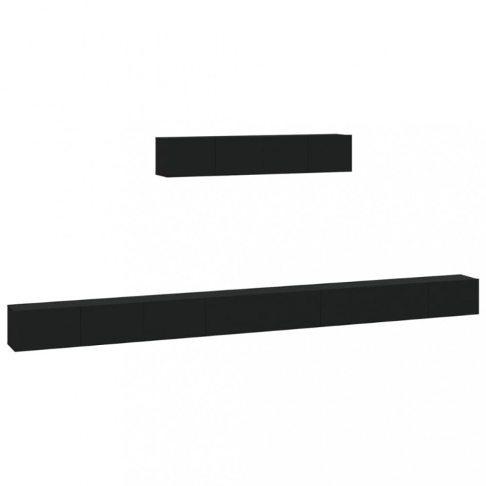 Set dulap TV, 6 piese, negru, lemn prelucrat
