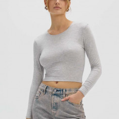 Saint Body bluza CROP TOP GREY femei, culoarea gri, melanj, SB.531