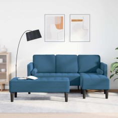 vidaXL Set de canapea 2 pcs albastru 173 x 131 x 67 cm Catifea