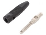 Mufă Banană 4mm 16A 50VDC Neagră, DELTRON