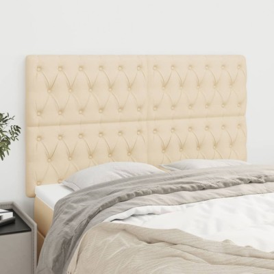 vidaXL Tăblii de pat, 4 buc, crem, 72x7x78/88 cm, textil 3116671 foto