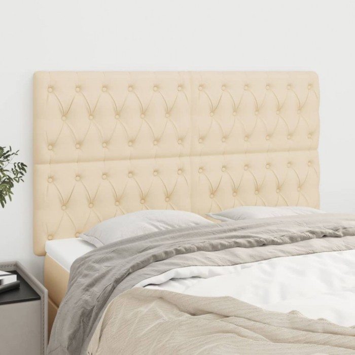 vidaXL Tăblii de pat, 4 buc, crem, 72x7x78/88 cm, textil 3116671