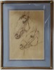 Stoica Dumitrescu - Cap de cal, Studiu, Sepia pe hartie, 19x26.7cm, Semnat