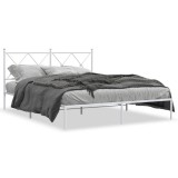 Cumpara ieftin Cadru de pat metalic cu tablie, alb, 150x200 cm