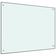 Panou antistropi de bucătărie, alb, 80x60 cm, sticlă securizată
