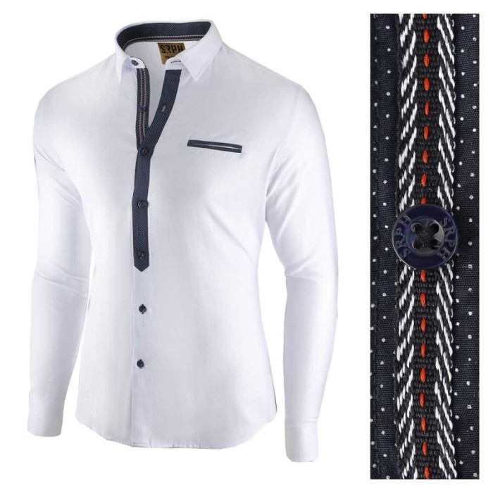 Camasa pentru barbati, alba, slim fit, casual - Leon Special Camasa pentru barbati, alba, slim fit, casual - Leon Special