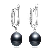 Cumpara ieftin Cercei argint 925, JW1109, model elegant cu perla neagra sidefata, placati cu rodiu