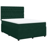 Cumpara ieftin Pat box spring cu saltea, verde inchis, 140x200 cm, catifea