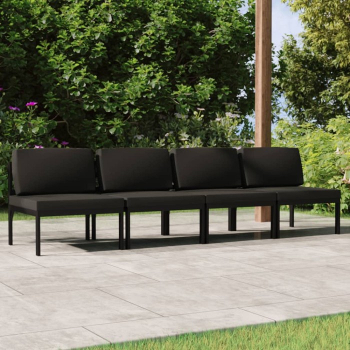 Gossi canapea de gradina cu 4 locuri si perne, antracit, aluminiu