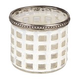 Cumpara ieftin Candela sticla argintie alba 8x7 cm