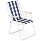 Scaun turistic pliabil cu cotiere, model in dungi, 58 x 52,5 x 74 cm