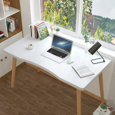 Birou ergonomic din MDF, minimalist, stil nordic, ALB foto