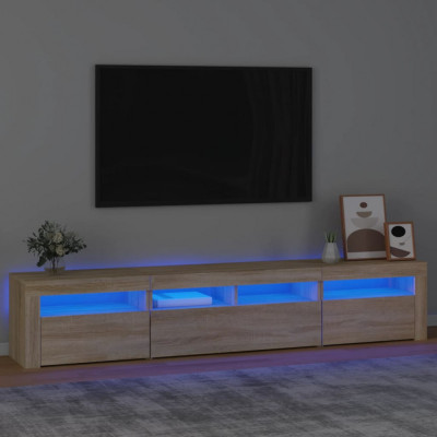 vidaXL Comodă TV cu lumini LED, stejar sonoma, 210x35x40 cm foto