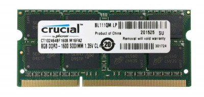 Memorii Laptop Crucial 8GB 1600 Mhz PC3L 1.35V CL11 foto