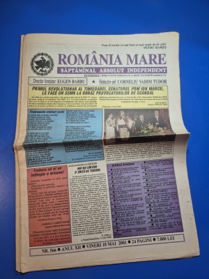 ziarul romania mare 18 mai 2001 - redactor sef corneliu vadim tudor foto