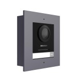 Post exterior modular videointerfon IP Hikvision DS-KD8003-IME1(B) FL, montaj ingropat, 1 buton, 2000 de utilizatori, autentificare prin card, IP65, a