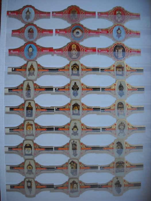 HOPCT LOT NR 45 - CEASURI OROLOGII / MASINI DE SCRIS -59 BUC-ETICHETE VECHI DE TRABUCURI / CIGARS LABELS -COLECTIE DE LUX-