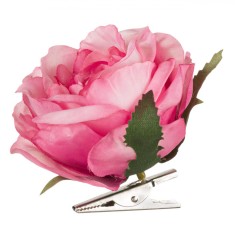 Floare Decorativă Clips, Trandafir, Roz, 8cm, Plastic