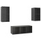 Set dulap TV, 3 piese, gri extralucios, lemn prelucrat