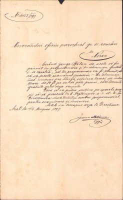 HST 276S Primire &amp;icirc;n Preparandie semnată olograf mitropolit Ioan Metianu 1897 foto