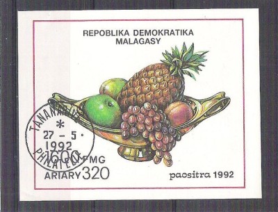 Madagascar 1992 Fruits, perf. sheet, used AB.037 foto