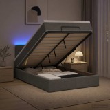 Cumpara ieftin Pat Ottoman cu Saltea si LED Gri inchis 120 x 190 cm Tesatura