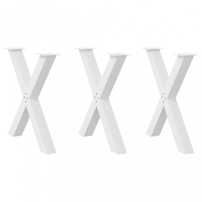vidaXL Picioare de masă &icirc;n formă de X, 3 buc., alb, 70x(72-73) cm, oțel 4012989