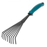 Grebla Frunze Metalică, 9 Dinți, M&acirc;ner Negru Albastru, 39x13cm