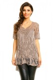 N568-8 Bluza eleganta tricotata cu decolteu rotund si maneci scurte