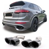 Tavite duble de evacuare look GTS negre, potrivite pentru Porsche Cayenne 92A Facelift 14-17 Performance AutoTuning