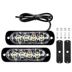 Set 2 Stroboscoape 4 LED-uri, lumini de avertizare galbene pentru Jeep, Off Road, ATV, FOXMAG24