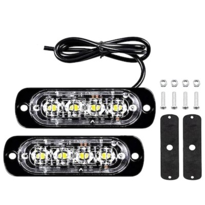 Set 2 Stroboscoape 4 LED-uri, lumini de avertizare galbene pentru Jeep, Off Road, ATV, FOXMAG24 foto