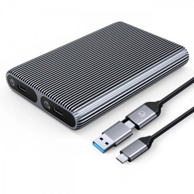 Rack Orico AM2C3-2SN Dual Disk pentru SSD SATA M.2 NVMe, Gri foto